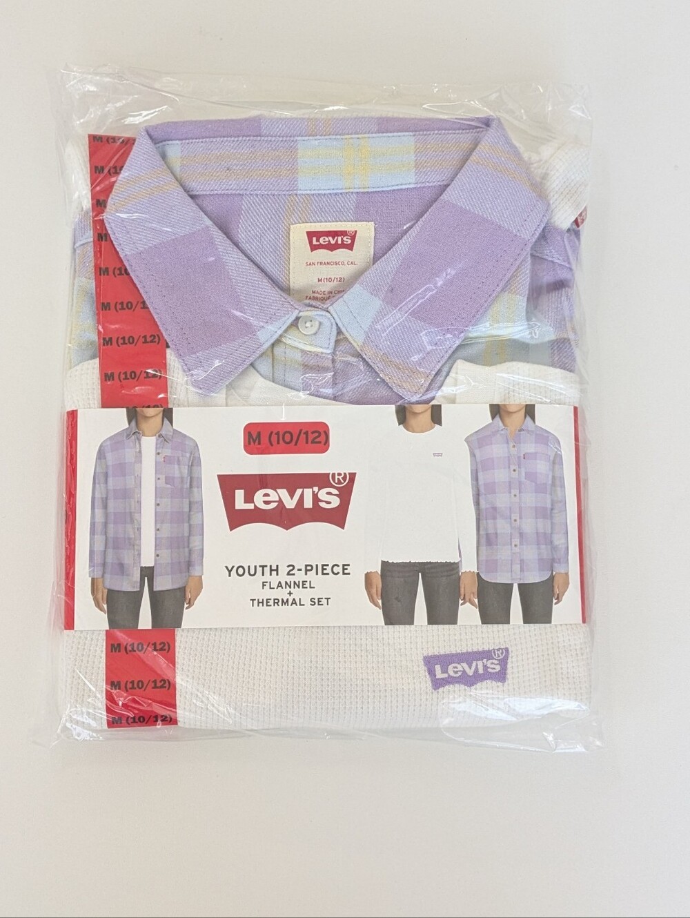 Levi's Girls' Lavender Plaid Flannel And Shirt Set
